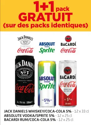 Offre: Jack daniels whiskey/Coca-Cola 5%