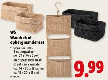 Promotie: Wandrek of opbergmandenset