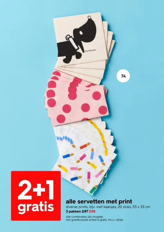 Aanbieding: Alle servetten met print