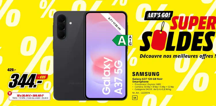 Offre: Galaxy A37 128 GB Noir Smartphone