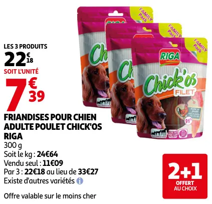 Promotie: Friandises pour chien adulte poulet chick'os