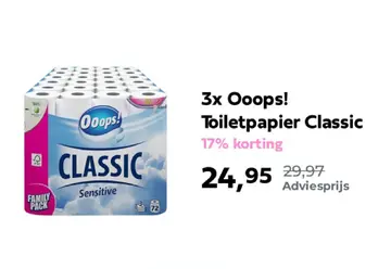 Aanbieding: 3x Ooops! Toiletpapier Classic