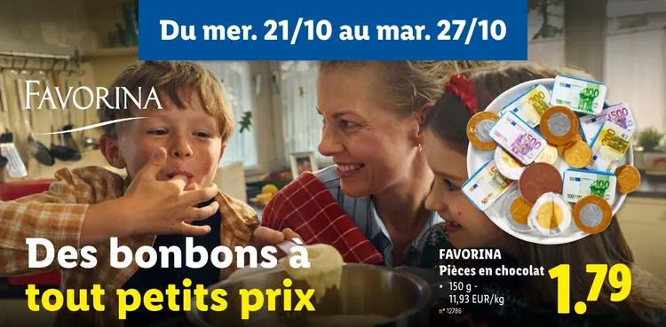 Offre: FAVORINA Pièces en chocolat