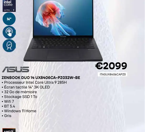 Offre: Zenbook duo 14 ux8406ca-pzo32w-be