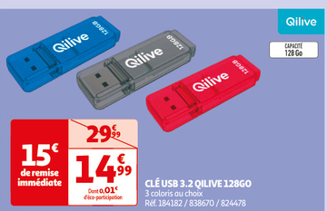 Aanbieding: CLÉ USB 3.2 QILIVE 128GO