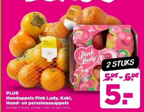 Aanbieding: Handappels Pink Lady, Kaki, Hand- en perssinaasappels