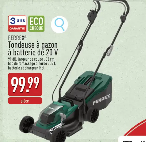 Offre: Tondeuse à gazon à batterie de 20 V