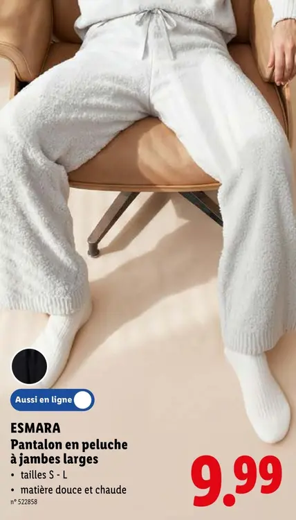 Offre: Pantalon en peluche à jambes larges