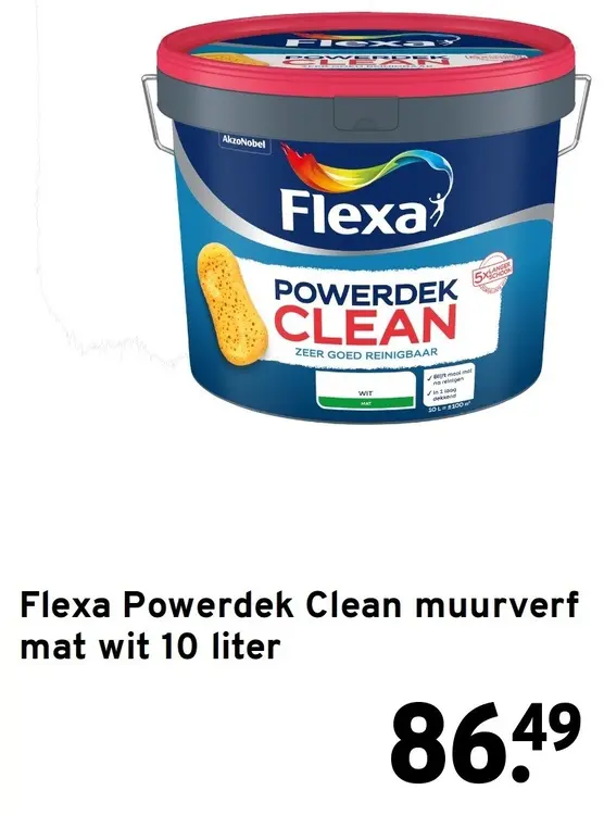 Aanbieding: Powerdek Clean muurverf mat wit 10 liter