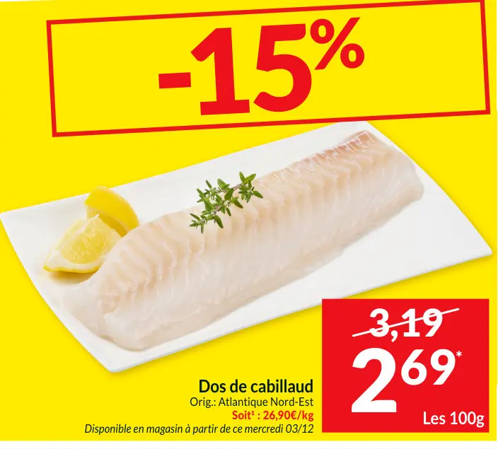 Offre: Dos de cabillaud