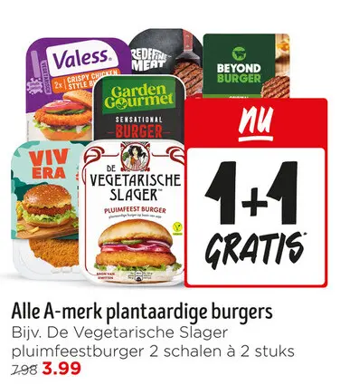 Aanbieding: Alle A-merk plantaardige burgers