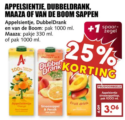 Aanbieding: Appelsientje, DubbelDrank, Maaza Of Van De Boom sappen
