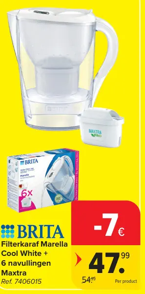 Promotie: Filterkaraf Marella Cool White + 6 navullingen