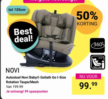 Aanbieding: Autostoel Novi Baby® Goliath Go I-Size Rotation Taupe/Mesh