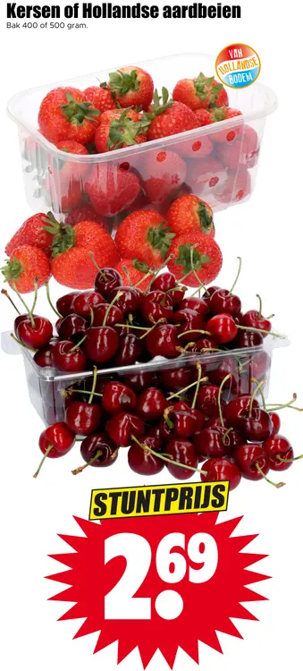 Aanbieding: Kersen of Hollandse aardbeien