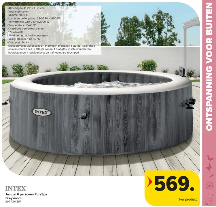 Promotie: Jacuzzi 6 personen PureSpa Greywood