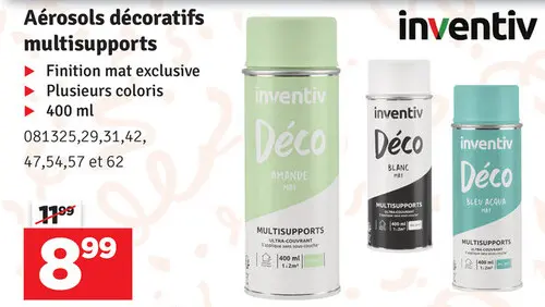 Offre: Aérosols décoratifs multisupports