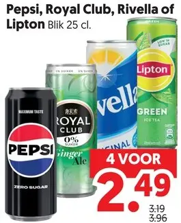 Aanbieding: Pepsi, Royal Club, Rivella of Lipton