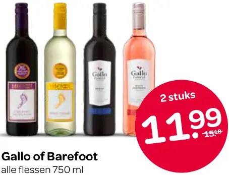 Aanbieding: Gallo & Barefoot Wijn