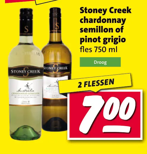 Aanbieding: Stoney Creek chardonnay semillon of pinot gri