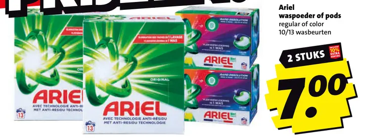 Aanbieding: Ariel waspoeder of pods