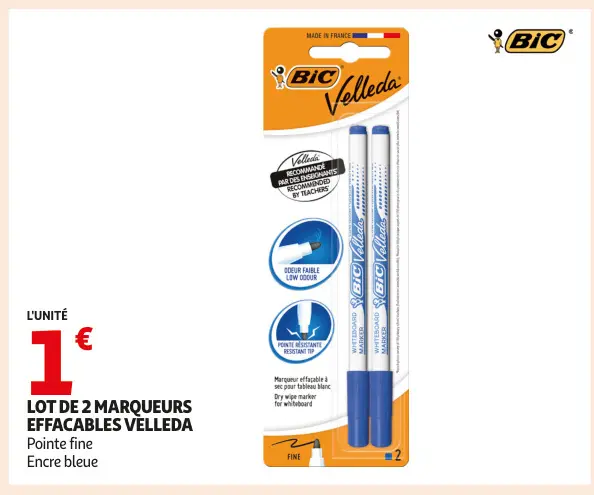 Promotie: LOT DE 2 MARQUEURS EFFACABLES VELLEDABIC V1elleda