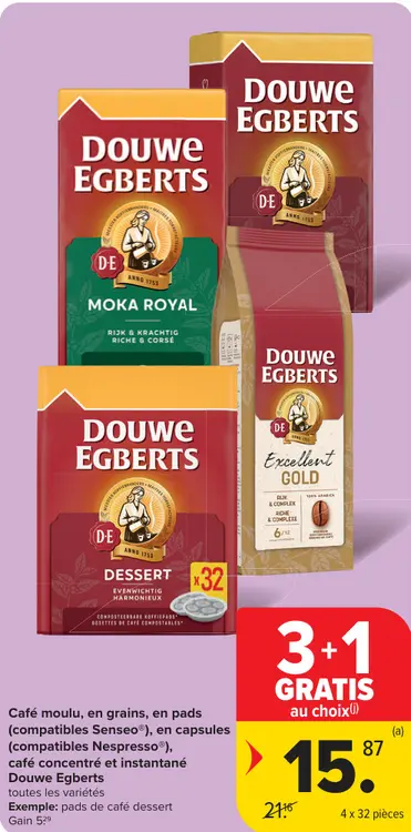 Offre: Café moulu, en grains, en pads, en capsules, café concentré et instantané