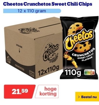 Aanbieding: Cheetos Crunchetos Sweet Chili Chips - 12 x 110 gram