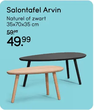 Aanbieding: Salontafel Arvin - zwart - 35x70x35 cm