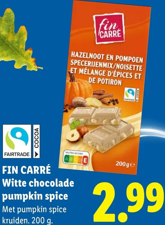 Aanbieding: FIN CARRÉ Witte chocolade pumpkin spice