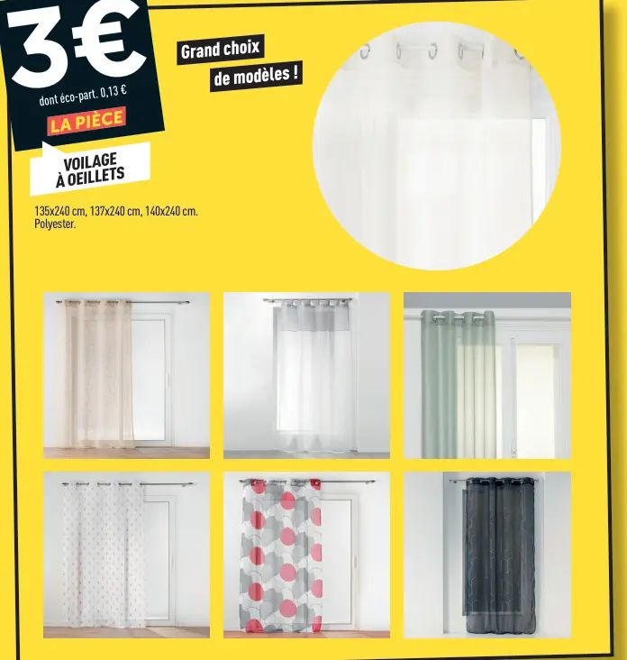 Offre: Voilage à oeillets