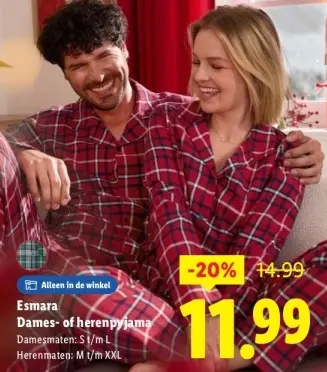Aanbieding: Dames- of herenpyjama