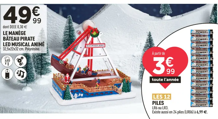 Offre: Le manège bâteau pirate led musical animé