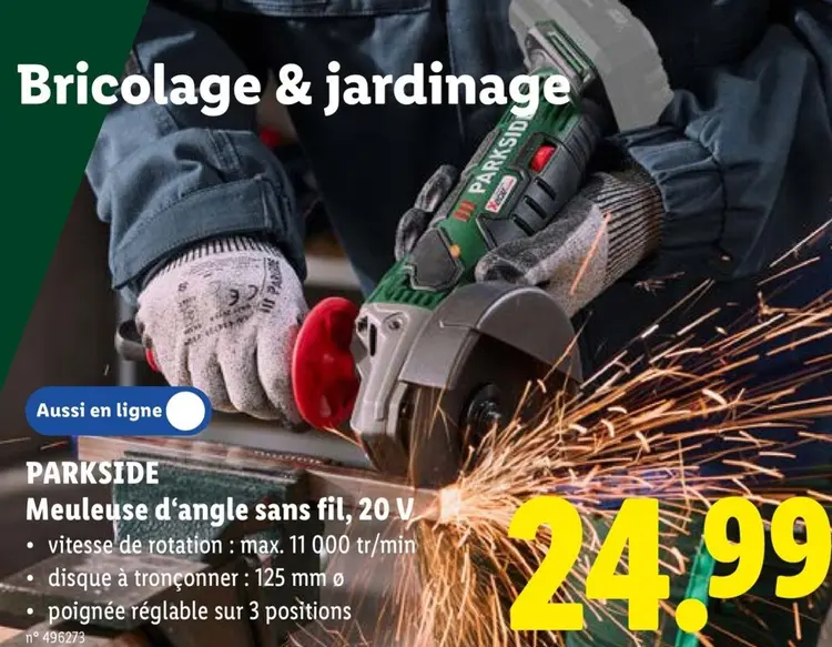 Offre: Meuleuse d'angle sans fil, 20 V