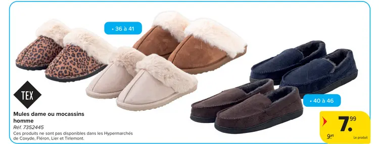 Offre: Mules dame ou mocassins homme