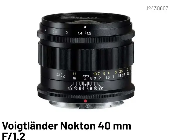 Offre: Nokton 40 mm F/1.2