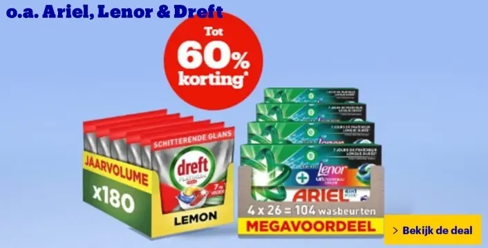 Aanbieding: Dreft Platinum Lemon Dishwasher Tablets & Ariel