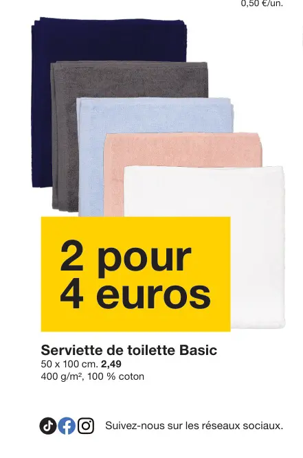 Offre: Serviette de toilette Basic