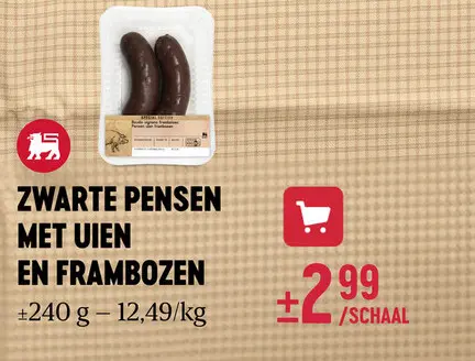 Aanbieding: Zwarte pensen met uien en frambozen