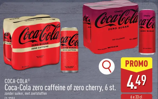 Aanbieding: Coca-Cola zero caffeine of zero cherry