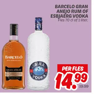Aanbieding: Barcelo gran anejo rum of ESBJAERG vodka