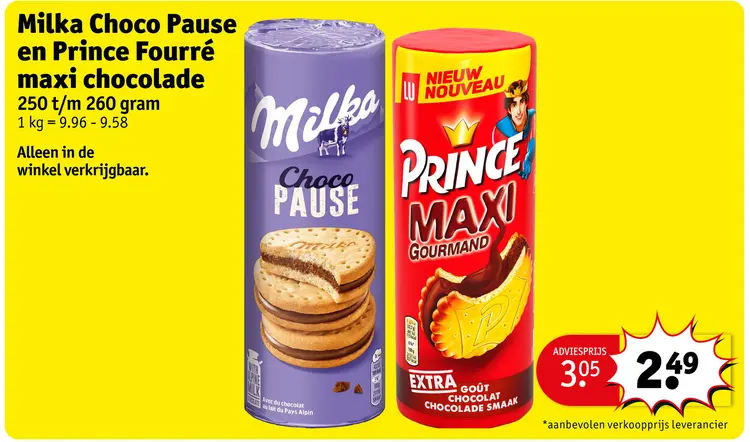 Promotie: Milka Choco Pause en Prince Fourré maxi chocolade