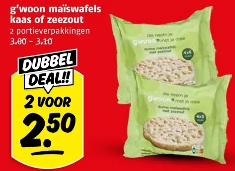 Aanbieding: maïswafels kaas of zeezout