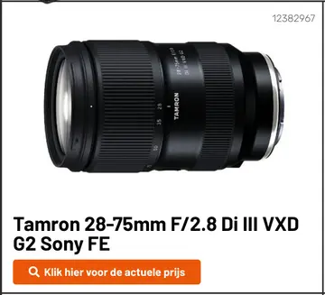 Aanbieding: Tamron 28-75mm F/2.8 Di III VXD G2 Sony FE