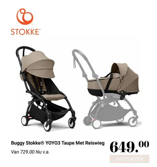 Aanbieding: Buggy Stokk® YOYO3 Taupe Met Reiswieg