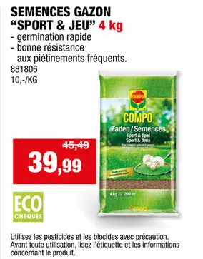 Offre: Compo Sport & Jeux semences gazon 4kg