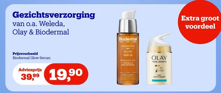 Promotie: Gezichtsverzorging van o.a. Weleda, Olay & Biodermal