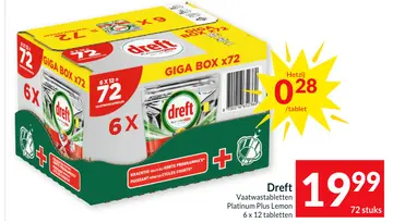Aanbieding: Dreft Vaatwastabletten Platinum Plus Lemon