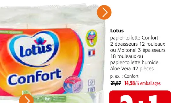 Offre: Papier-toilette Confort 2 épaisseurs 12 rouleaux