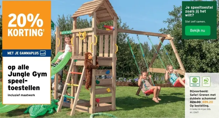 Promotie: Safari Grenen met dubbele schommel